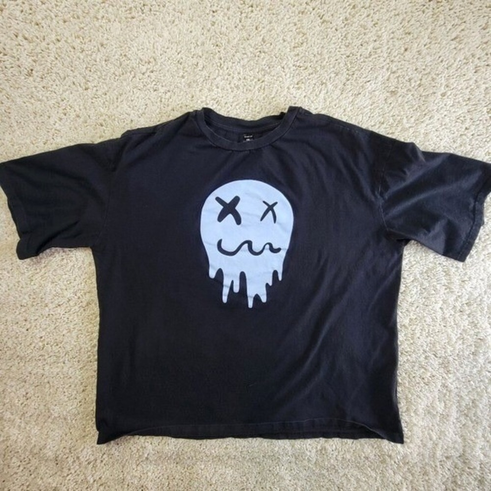 SHEIN Black Men XXL Melting‎ Face Graphic T Shirt Oversized